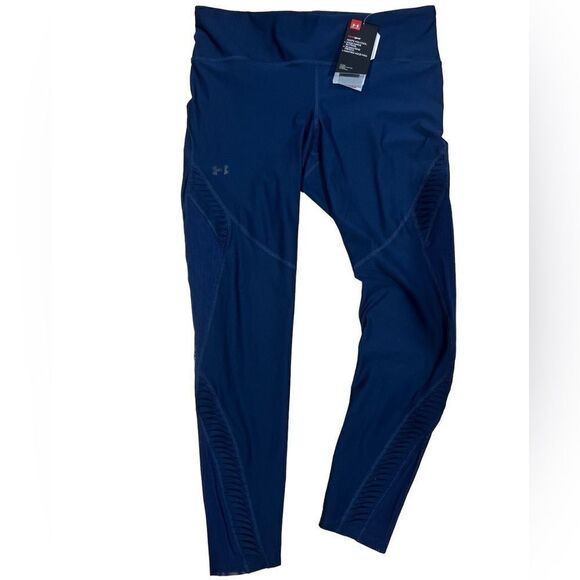 Under Armour heat gear leggings Navy Blue mesh size large - Picture 1 of 16
